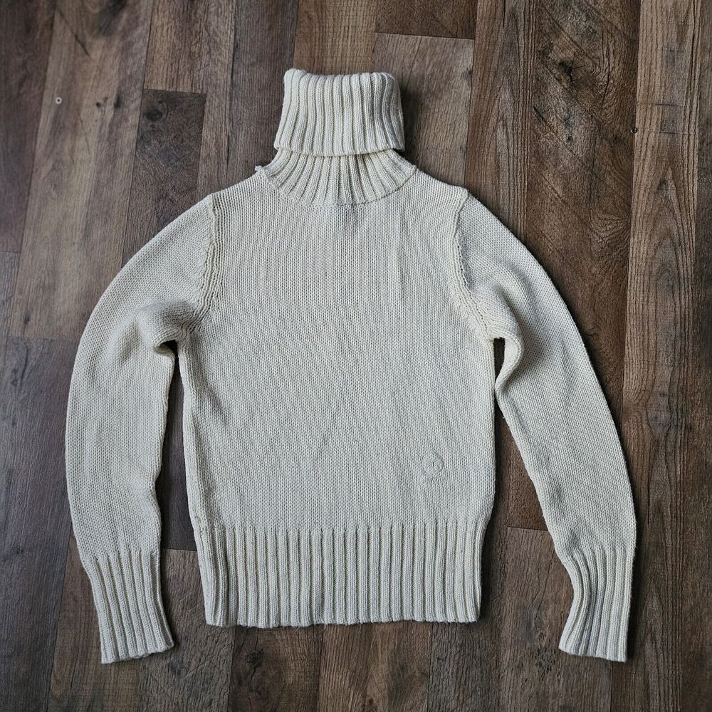 Vintage Women's Small Wool Blend Cream Trtleneck sweater By PREDATOR WEAR